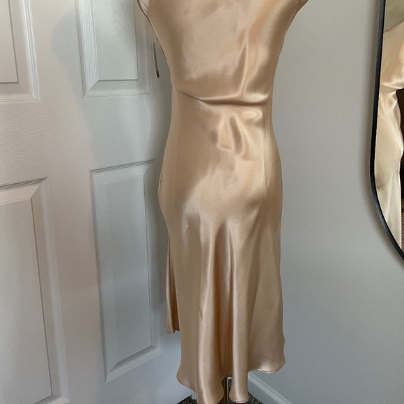 Authentic Thai Silk and Lace Slip Dress Light Pink Beige Cream - Picture 3 of 5